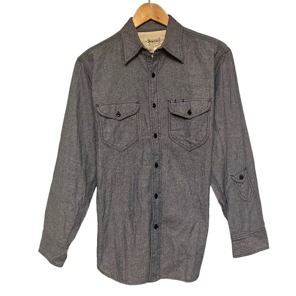 Monitaly Vintage Mens Size Small Button Front Shirt Western Pockets Blue USA euc - Picture 1 of 5